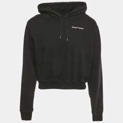 Pre Owned Off-White White Logo Embroidered Cotton Hoodie M