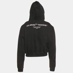 Pre Owned Off-White White Logo Embroidered Cotton Hoodie M