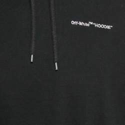 Pre Owned Off-White White Logo Embroidered Cotton Hoodie M