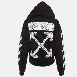 Pre Owned Off-White Black Cabin Baggage Tape Print Cotton Hoodie S