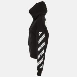 Pre Owned Off-White Black Cabin Baggage Tape Print Cotton Hoodie S