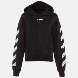 Pre Owned Off-White Black Cabin Baggage Tape Print Cotton Hoodie S