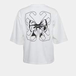 Pre Owned Off-White White Bow Print Jersey Crewneck T-Shirt XL