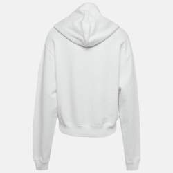 Pre Owned Off-White White Rhinestone Detail Cotton Hoodie M