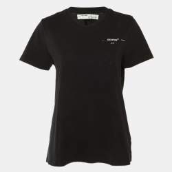 مملوكة مسبقًا Off-White Black Arrow Print Cotton Crew Neck T-Shirt M