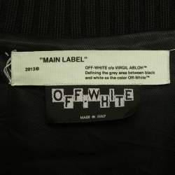 مملوكة مسبقًا جاكيت بومبر ساتان مطرز بالوردة والسهم أوف وايت أسود مقاس صغير (سمول)