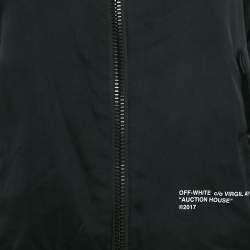 مملوكة مسبقًا جاكيت بومبر ساتان مطرز بالوردة والسهم أوف وايت أسود مقاس صغير (سمول)