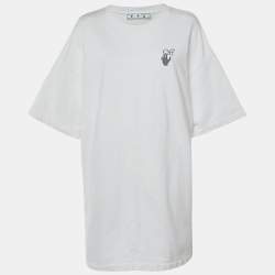 مملوكة مسبقًا Off-White White Arrow Print Cotton T-Shirt Dress M