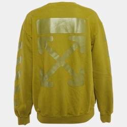 Pre Owned Off-White Green Cotton Crewneck Arrow Print Sweatshirt S