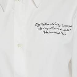 مملوكة مسبقًا Off-White White Cotton Asymmetric Pleated Long-Sleeved Shirt Dress S