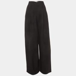 Pre Owned Off-White White Black Crepe Straight Leg Trousers M