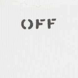 Pre Owned Off-White White Logo Rib Knit Crop Top S