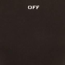 Pre Owned Off-White Black Logo Print Rib Knit T-Shirt S