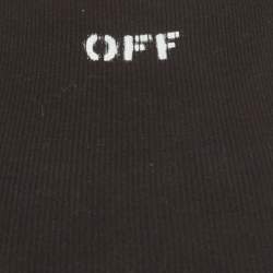 Pre Owned Off-White Black Logo Print Rib Knit Racer Back Tank Top S