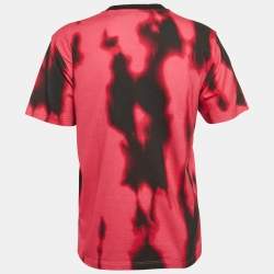 Pre Owned تي شيرت أوف وايت جيرسي بطبعة شعار وردي/أسود مقاس صغير