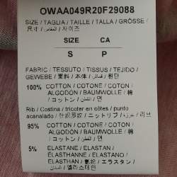 Pre Owned تي شيرت أوف وايت جيرسي بطبعة شعار وردي/أسود مقاس صغير