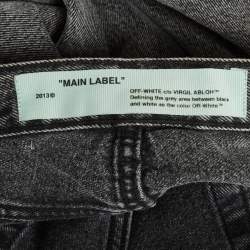 Pre Owned Off-White Grey Denim Raw Edge Skinny Jeans S/Waist 26"
