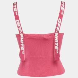 مملوكة مسبقًا القميص أونلاين أوف وايت متماسك مطاطي وردي بشعار شريط مقاس متوسط