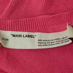 مملوكة مسبقًا القميص أونلاين أوف وايت متماسك مطاطي وردي بشعار شريط مقاس متوسط