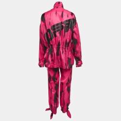 Pre Owned Off-White Pink/Black Tiger Dye Nylon Jacket and Pants Suit M/L