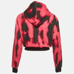 Pre Owned Off-White Pink/Black Logo Print Jersey Hoodie XS