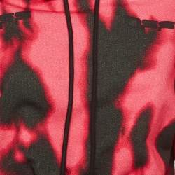 Pre Owned Off-White Pink/Black Logo Print Jersey Hoodie XS