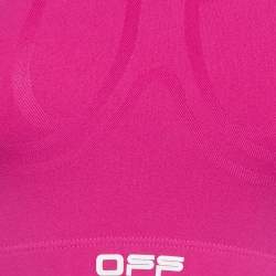Pre Owned Off-White Active Pink Logo Print Jersey Crop Top XS