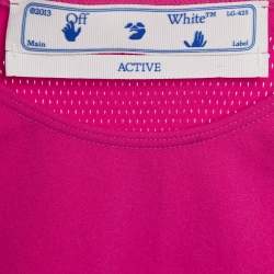 Pre Owned Off-White Active Pink Logo Print Jersey Crop Top XS