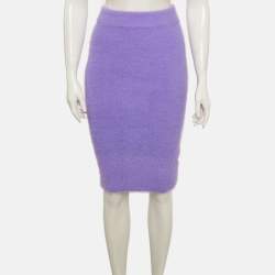 Pre Owned Off-White Lilac Faux Mohair Mini Skirt M