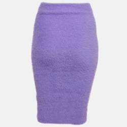 Pre Owned Off-White Lilac Faux Mohair Mini Skirt M