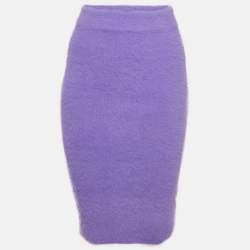 Pre Owned Off-White Lilac Faux Mohair Mini Skirt M