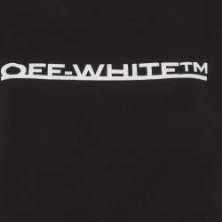 Pre Owned Off-White Black Underlined Logo Print Jersey Crew Neck T-Shirt S