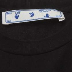 Pre Owned Off-White Black Underlined Logo Print Jersey Crew Neck T-Shirt S