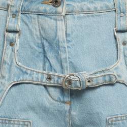 مملوكة مسبقًا Off-White Blue Denim Belt Looped Wide Leg Jeans S/ Waist 27"