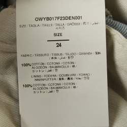 مملوكة مسبقًا Off-White Blue Denim Belt Looped Wide Leg Jeans S/ Waist 27"