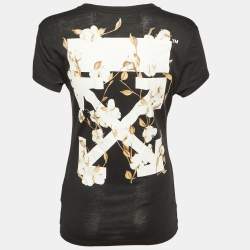 Pre Owned قميص أوف وايت تريكو مطبع بالزهور سهم أسود ملائم مقاس صغير - سمول