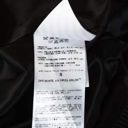 Off White Black Leather Contrast Detail Zip Front Jacket S