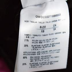 Pre Owned Off-White Black Ribbed Stretch Nylon Logo Band Detail Jumpsuit XS