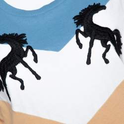 Pre Owned Off-White Tricolor Cotton Twisting Horses T Shirt L