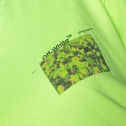 Pre Owned Off-White Fluorescent Yellow Printed Cotton T-Shirt S