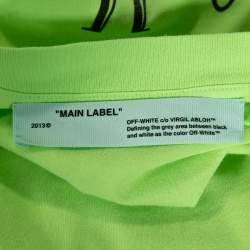 Pre Owned Off-White Fluorescent Yellow Printed Cotton T-Shirt S
