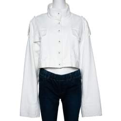 Pre Owned Off-White Cream Denim Cropped Jacket M 