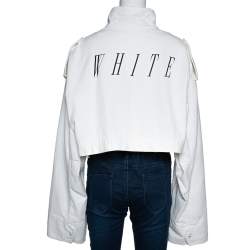 Pre Owned Off-White Cream Denim Cropped Jacket M 