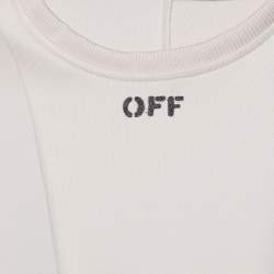 Off-White Beige Neoprene Asymmetric Draped Detail Midi Dress M
