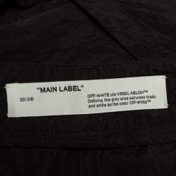 Pre Owned Off-White Black Logo Printed Synthetic Paneled Trousers L