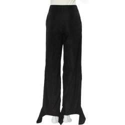 Pre Owned Off-White Black Logo Printed Synthetic Paneled Trousers L