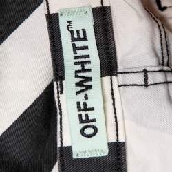 Pre Owned Off White Monochrome Striped Denim Skinny Jeans M