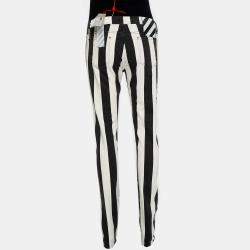 Pre Owned Off White Monochrome Striped Denim Skinny Jeans M