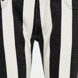 Pre Owned Off White Monochrome Striped Denim Skinny Jeans M