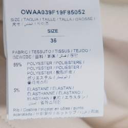 Pre Owned Off-White Beige Jersey Logo Printed Crewneck T-Shirt XS
